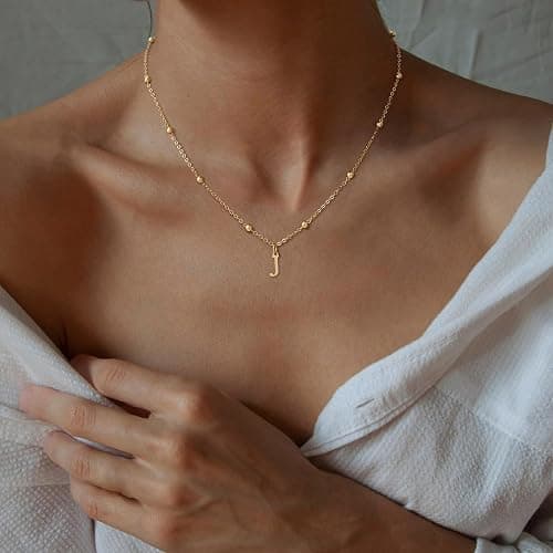 De Amo Sara Initial Necklaces for Women, Dainty A-Z Pendant Letter Charm Necklace Personalized Name Necklaces Trendy Jewelry Stocking Stuffers Christmas Gifts for Her thumbnail 2