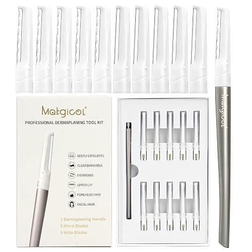 Dermaplaning Razor for Face - 10 Blade Refills, Dermaplaning Tool for Face Help Exfoliate and Smooth Skin, Easy-to-Use Facial Razors, Eyebrow Razor & Peach Fuzz Removal for Beauty - Image 1