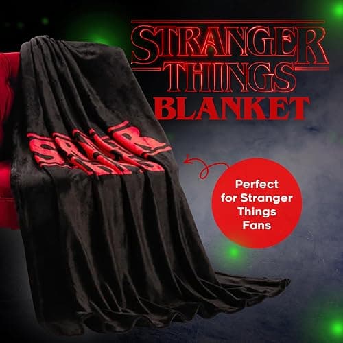 Stranger Things Blanket Throw Bedroom Accessories Fleece Blanket, Hellfire Club Soft Warm Winter Bed Throw 59.06 x 51.18 in Official Merch (Red) thumbnail 3