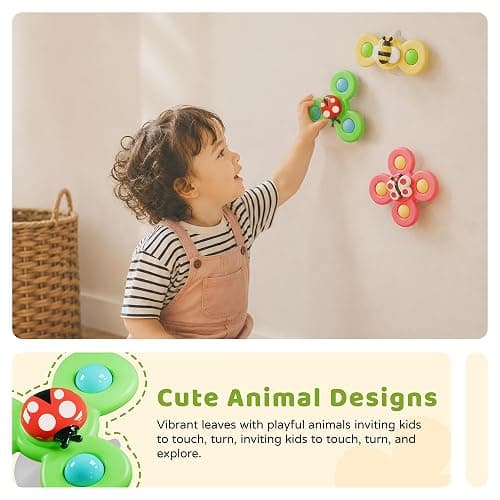 LiKee Strong Suction Cup Fidget Rotating Sensory Bath Toys for Baby Christmas Stocking Stuffers, Airplane Car Travel Table & Window Toys for Toddler Boys and Girls, 10+ Months thumbnail 4
