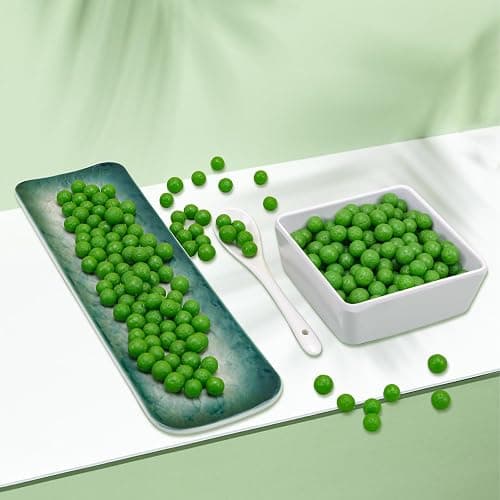 Woration Fake Pea Grains Artificial Green Beans Faux Mung Beans Lifelike Vegetable Decoration with Bowl Set Home Kitchen Shop Food Prop - 60g thumbnail 7