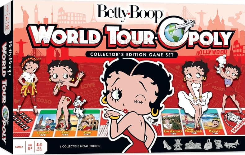 MasterPieces Opoly Board Games - Betty Boop World Tour Opoly - Officially Licensed Board Games For Adults, Kids, & Family - Image 1