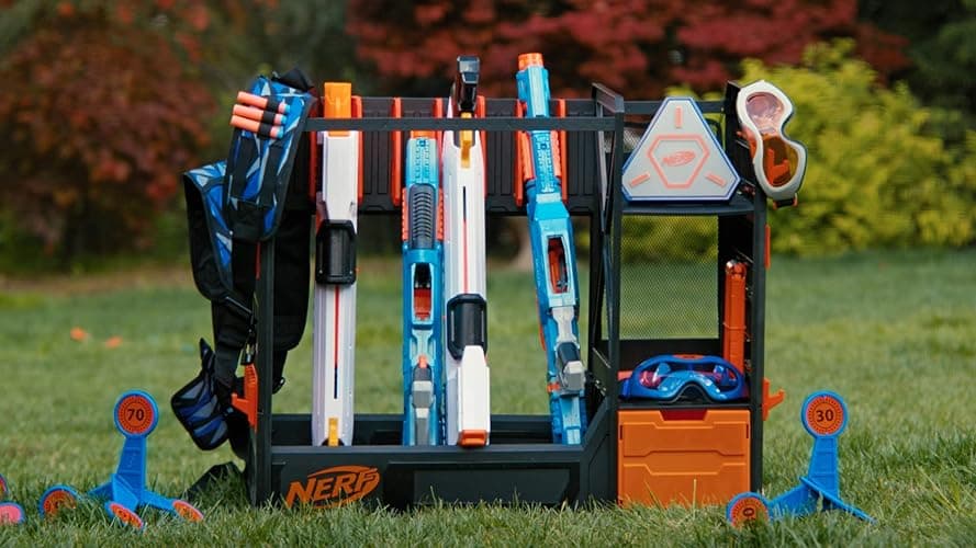 Nerf Elite Blaster Rack - Storage for up to Six Blasters, Including Shelving and Drawers Accessories, Orange and Black - Amazon Exclusive thumbnail 13