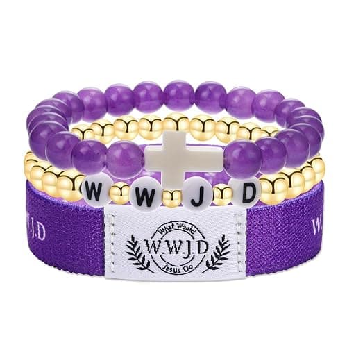 BOMAIL 3PCS WWJD Bracelets for Women Men - Faith Cross Bracelets Set What Would Jesus Do Bible Verse Wristband Bracelets Religious Inspirational Jesus Christian Jewelry Gifts - Image 1