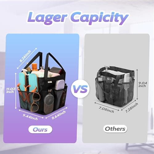 famichan Mesh Shower Caddy Portable, Dorm Room Essentials for College Students, Large Capacity with 8 Pockets Shower Bag for Camping,Swimming,Gym,Travel thumbnail 3