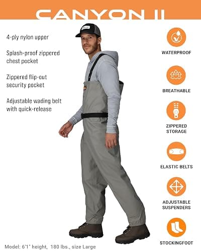 FROGG TOGGS Canyon II Breathable Waterproof Stockingfoot Fishing Chest Wader for Fishing thumbnail 2