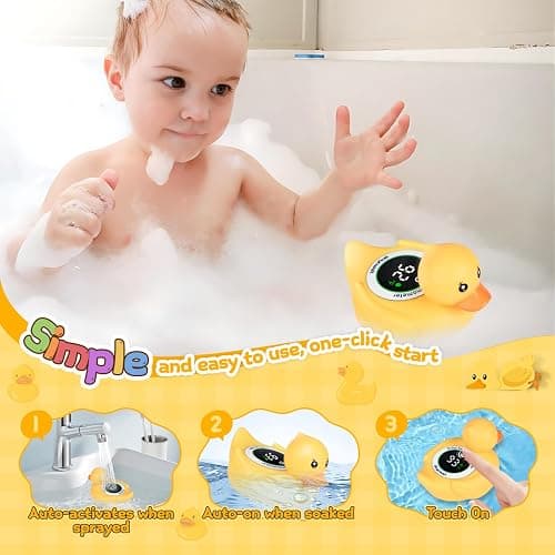 Baby Bath Thermometer Duck Toy - Floating Digital Water Temperature Monitor with LED Display & Color Alerts for Infants Newborns, Cute Bathtub Sensor & Safe Bath Time Essential thumbnail 5