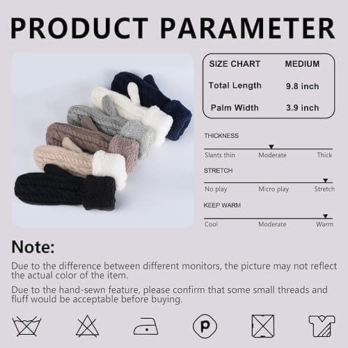 Women's Winter Gloves Warm Lining - Cozy Wool Knit Thick Gloves Mittens thumbnail 5