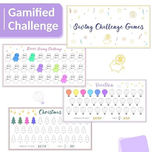Sooez Budget Binder with Money Saving Challenge, Money Saving Binder with Cash Envelopes, Expense Sheets, Challenge Tracker & Category Labels, Envelope Savings Challenges Book for Home Office School thumbnail 6