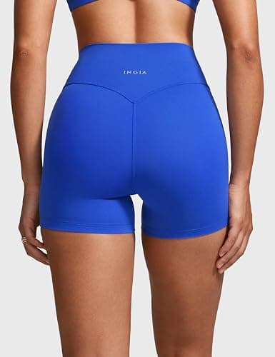 INGIA High Waist No Front Seam Biker Shorts 4 '' | Running, Volleyball, Spandex, Yoga, Gym, Workouts, for Womens thumbnail 2