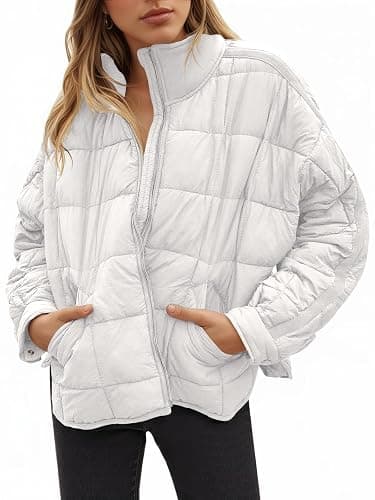 Aiopr Women's Oversized Lightweight Down Coat Long Sleeve Zip Packable Short Puffer Jackets - Image 1