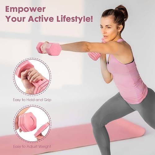 EQUIPRO Adjustable Dumbbell Set, 4 in 1 Free Weights Dumbbells Set for Women, Weights for Women at Home, 2lb 3lb 4lb 5lb with TPU Soft Rubber Handle for Home Gym Exercise Training thumbnail 3