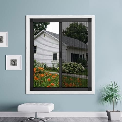 ROOMNEST Customize Size No-Drilling Retractable Window Screen, Folding Window with Aluminum Frame and Durable Mesh, Keeps Bugs Out, for Window & Patio(Black) - Image 1