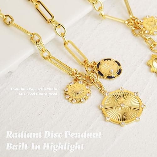 HETICA Chunky Gold-Plated Necklace for Women Heart Pendants Necklace Sun Flower Necklace Fashion Hip Hop Choker Gift thumbnail 3
