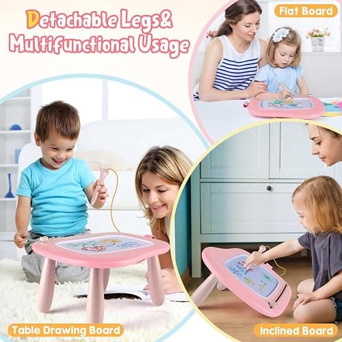 Smasiagon Magnetic Drawing Board for Kids, Toddler Toys for 1-2 Year Old Girl, Portable Doodle Board Pad Learning and Educational Toys for Ages 1 2 3 Year Old Baby Girl Birthday Gift（Pink） thumbnail 7