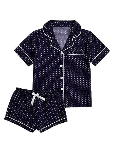 Verdusa Women's 2 Piece Pajama Sets Lightweight Fall Pajamas Cute Pj Set Button Shirt with Shorts Lounge Pjs - Image 1