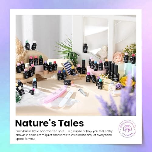 Beetles Fall Gel Polish Set, Nature's Tales Collection, 36 Colors | Pink Yellow Brown Color Polish with Base Glossy & Glitter Top Coat Soak Off UV LED Nail Art for DIY Home Salon Manicure thumbnail 3