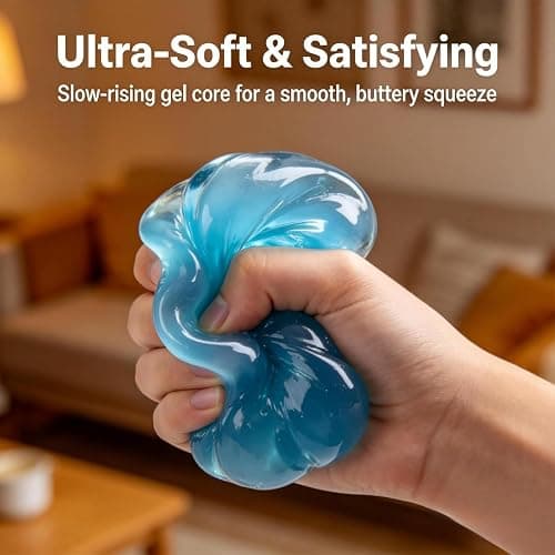 Coconut Oil Squishy, Coconut Oil Stress Ball, Improving Focus, Or Easing Tension During Study, Work, Or Relaxation, Non-Sticky (Blue) thumbnail 7
