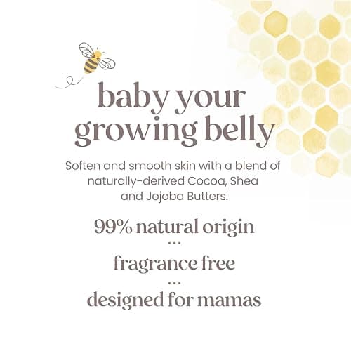 Burt's Bees Mama Belly Butter Stretch Mark Cream for Pregnancy Massages Body & Reduces Scar Appearance, Prenatal & Postnatal Tummy Skin Care, Shea Butter & Vitamin E Rich Formula, 6.5 Oz Tub thumbnail 6