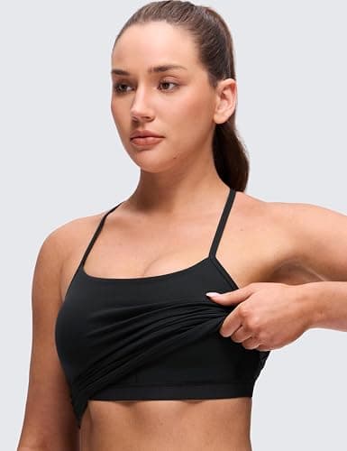 CRZ YOGA Butterluxe Y Back Tank Tops | Built in Bra, Light Support, Removable Pads, Yoga, Extremely Soft, Scoop Neck, Spaghetti Straps, for Women thumbnail 5