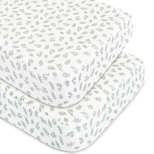 Crib Sheets Fitted for Boys and Girls, 2 Pack Crib Sheet Fits for Standard Crib Mattress, Neutral Toddler Bed Sheets, Lovely Print, 52”X 28” thumbnail 6