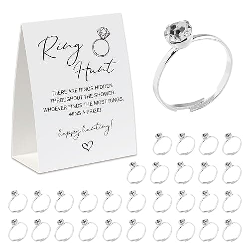 UHADRE Ring Hunt Game(30 Rings with One Sign), Minimalistic Bridal Shower Game, Fun Wedding Game/Engagement Party Game, Bridal Shower Decorations-RH06 - Image 1