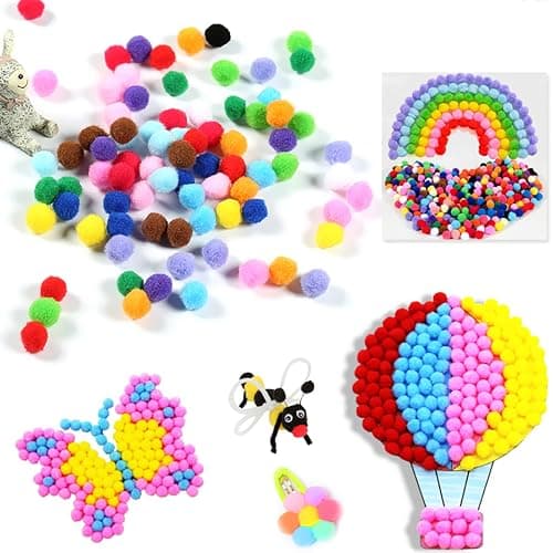 Acerich 2000 Pcs 1cm Assorted Pompoms Multicolor Arts and Crafts Fuzzy Pom Poms Balls for DIY Creative Crafts Decorations thumbnail 2
