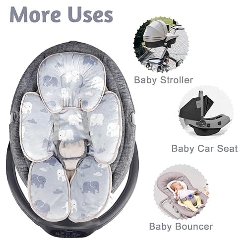 TANOFAR Infant Car Seat Head Support, Soft Baby Carseat Head & Body Support, Elephant Baby Car Seat Insert Cushion for Newborn Boys - Gray Elephant thumbnail 6