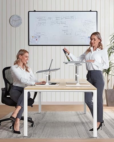 SAIJI Laptop Bed Tray Desk with LED Desk Light, Adjustable Laptop Stand for Bed, XX-Large PVC Leather Foldable Table with Book Stand, Wrist Rest, Extra Leg Room (Grey) thumbnail 2