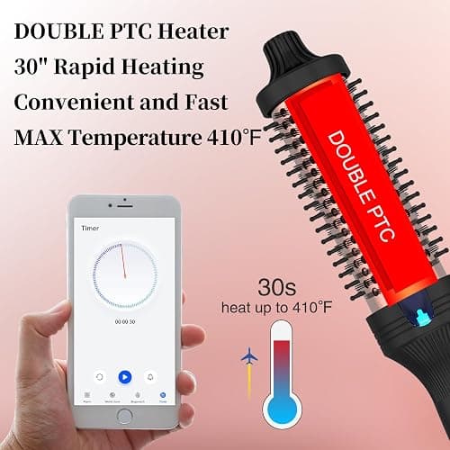 PHOEBE New Upgrade 1.5 Inch Thermal Brush Create Loose & Volume Curls Digital Display 9 Heat Settings Tourmaline Ionic Hair Curler 1 1/2 Inch Curling Iron Brush Dual Voltage for Traveling thumbnail 8