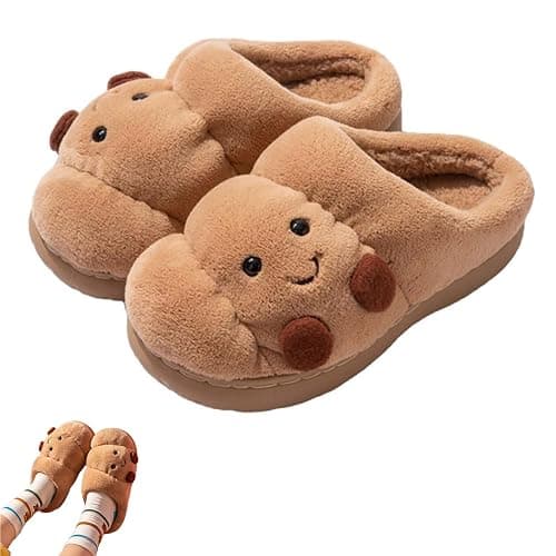 Croissant Fuzzy Slippers, Warm Non-Slip Indoor Fluffy Cute Slippers, Cartoon Croissant Slipper for Women House Shoes thumbnail 2