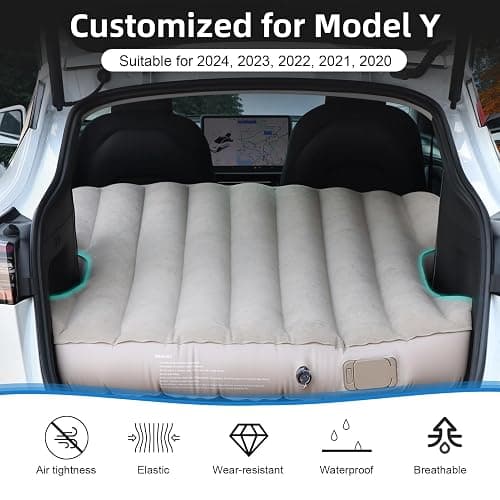 VINBYEE Customized for Tesla Model Y Mattress, Self-Inflating Portable Camping Mattress, Tesla Model Y Accessories 2025-2021, Comfort Car Sleeping Mattress with Cordless Charging Air Pump, Storage Bag thumbnail 2