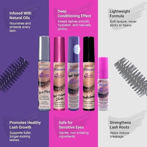 Prosa Mascara Professional Collection for Amplified Volume Complete Lash Length Deep Ebony Shade and Enduring All-Day Glamour Pack of 5 thumbnail 6