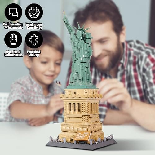 LQPFBSM Statue of Liberty Building Blocks Sets Collectible New York City Architecture Souvenir Model World Famous Landmark Building Kits Toys Gift for Adults Kids and Teens 1409PCS thumbnail 7