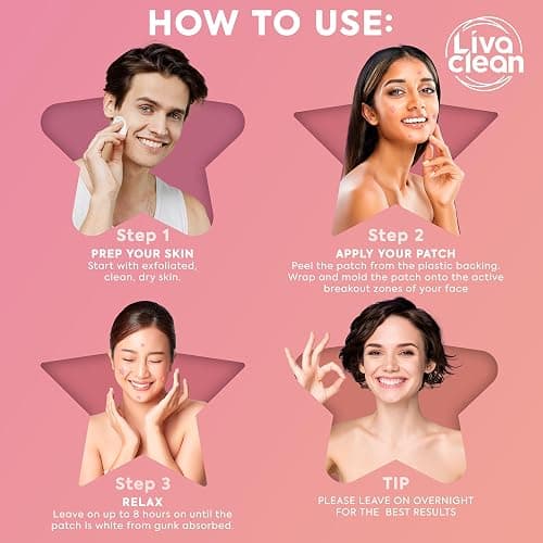 LivaClean Star Blemish Patches (240CT) - Salicylic Acid & Tea Tree Oil, Clear & Pink Pimple Patch Cute, Acne Star, Cute Pimple Skincare, Patches for Face, Blemish Patch thumbnail 3