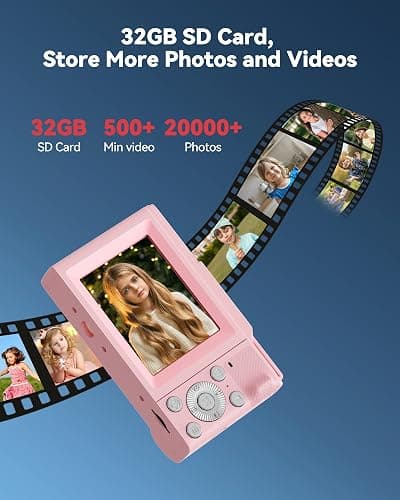 Digital Camera for Kids: Pink Camera for Teens - Christmas Birthday Gifts for Girls 8-10 - 16X Zoom Shoot Cam for Ages 8-13 - Compact Camera for 6 7 8 9 10 Years Old- Toys for Kid Children Toddler thumbnail 6