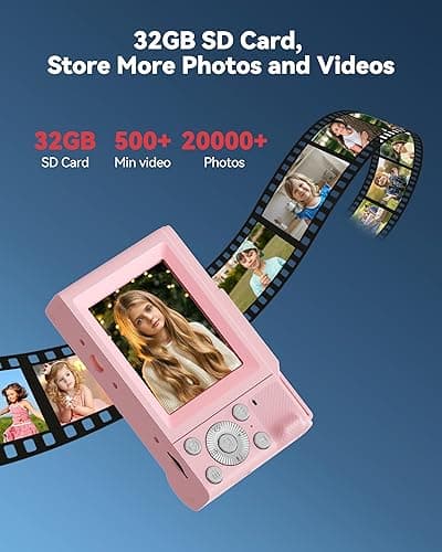 Digital Camera for Kids: Pink Camera for Teens - Christmas Birthday Gifts for Girls 8-10 - 16X Zoom Shoot Camera for Ages 8-13 - Compact Camera for 6 7 8 9 10 Years Old- Toys for Kid Children Toddler thumbnail 7