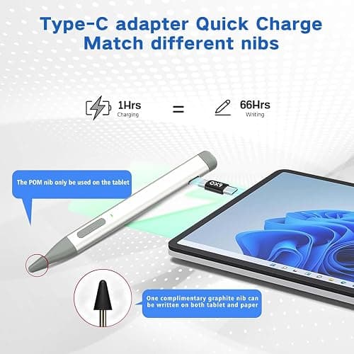 Slim Pen 2 for Microsoft Surface with 4096 Pressure, Eraser & Right-Click, Palm Rejection,Graphite Nib,for Surface Pro 12/11/10/9/8/7/6/5/4/X,Surface Go 4/3/2,Book 3/2/1,Laptop1-6,Surface Studio 2+/2 thumbnail 5