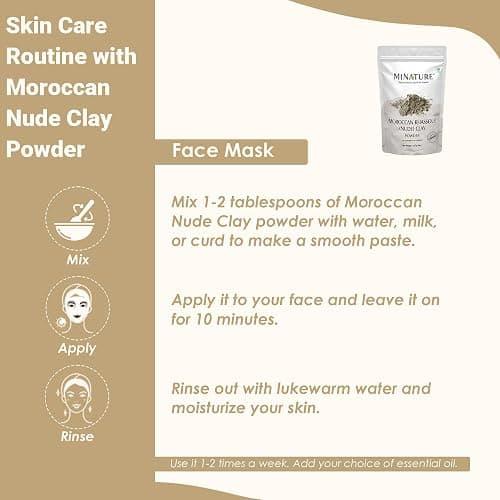 Mi Nature Moroccan Rhassoul Nude (Ghassoul) Clay Powder 227g (8oz) |Premium Face Mask & Hair Cleanser | DIY Cosmetics |Skin & Hair Care thumbnail 5