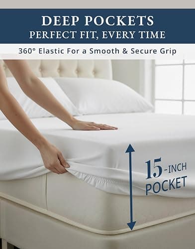 LANE LINEN 100% Egyptian Cotton Full Size Bed Sheets, Soft & Comfy Luxury Hotel Style Thick Full Size Sheets, Fully Elasticized Reinforsed Seams No Pill Natural Cooling - White Sheets thumbnail 6