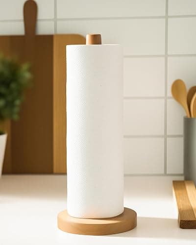 KitchLife Wooden Paper Towel Holder Countertop - Solid Freestanding Paper Towel Dispenser Stand with Anti-Skid Base thumbnail 3