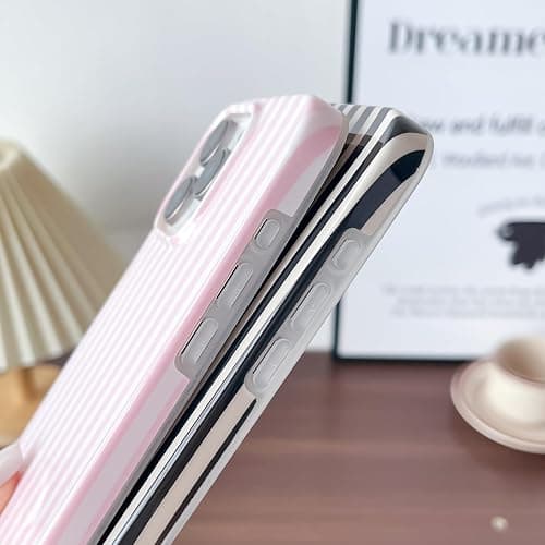 Yeddabox for iPhone 16 Pro Case Cute Striped Phone Case Soft TPU Slim Shockproof Phone Cover for Women Girls, Pink thumbnail 4