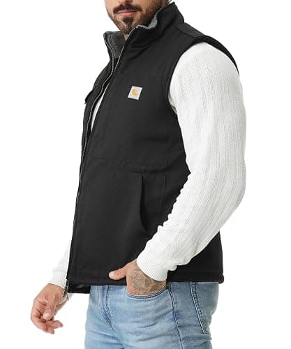 TUAOVA Men's Loose Fit Washed Duck Fleece-Lined Waterproof Workwear Mock-Neck Vest thumbnail 5