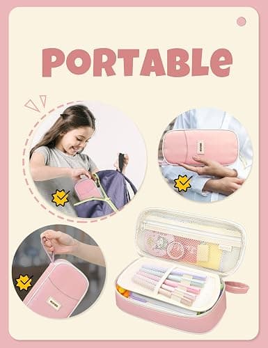 SUNEE Cute Pencil Case, Aesthetic Pen Pouch, Colored Large Pencil Bag with Zipper, Kawaii Stationery Storage and Organizer, School Supplies for Teen and Adult Girls, Pink thumbnail 7