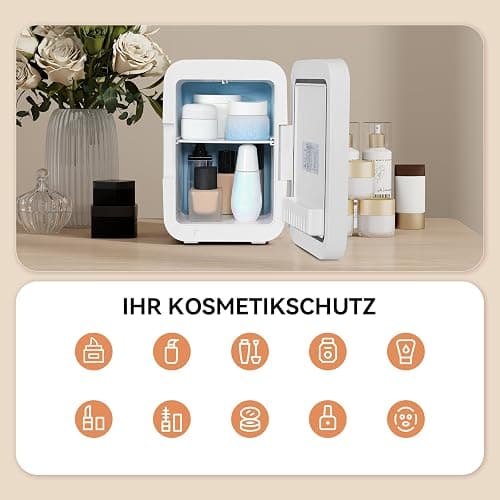YU YUSING 4L Mini Kosmetik Kühlschrank mit LED Spiegel, Mini Kühlschrank mit LED Licht Kosmetikspiegel, 12V/220V Klein Skincare Fridge Kühl/Heizfunktion für Autos Büro Schlafzimmer Schlafsäle thumbnail 7