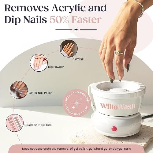 Willowash Electric Nail Soaking Bowl – Acetone-Proof Acrylic Nail Remover Kit for Home – Dip Powder & Acrylic Soak Off Bowl – 100% Pure Acetone Warmer Machine, Manicure Soaking Bowl with Tools thumbnail 2