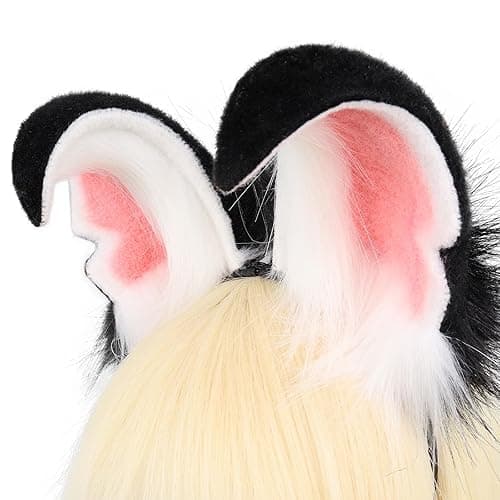 hbbhml Handmade Animal Fur Wolf Fox Ears Headband Cosplay Headwear Hair Hoop Head Accessories for Halloween Party thumbnail 7