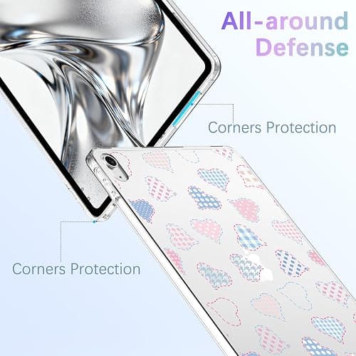 VibrantFruitique for 10.2" iPad 2019/2020/2021,Cute Watercolor Heart Crystal Clear Case,Slim Lightweight Anti-Scratch Soft TPU Bumper Hard Acrylic Back Shell for iPad 7th/8th/9th Gen for Women thumbnail 3