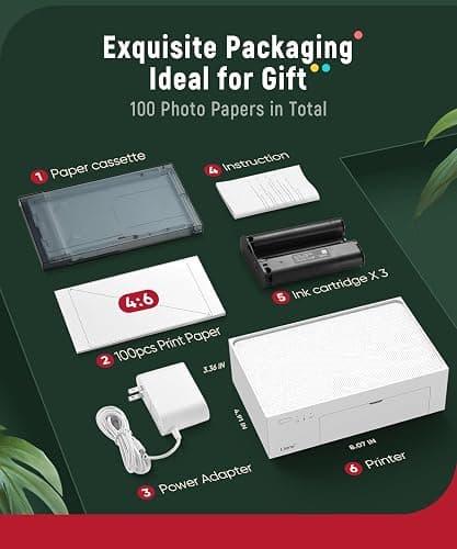 Liene M100 4x6'' Photo Printer, Phone Printer 100 Sheets & 3 Cartridges, Full-Color Photo, Portable Instant Photo Printer for iPhone Android, Thermal Dye Sublimation, Wi-Fi Picture Printer 100 Papers thumbnail 9