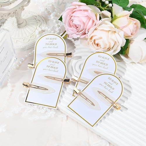 20PCS Bridesmaid Hair Clips No Bend Hair Clips Bridesmaid Hair Accessories Gifts Makeup White Creaseless Clips for Bride Women Girl(20Pcs/10Cards) thumbnail 7